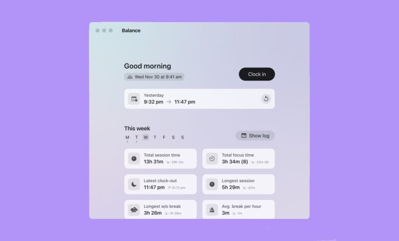 Balance es una aplicación de cronometraje para Mac que requiere que registre manualmente sus horas