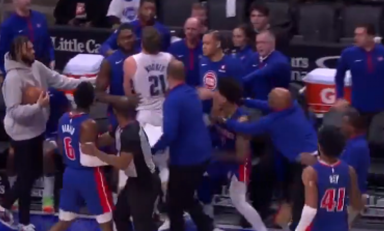 Empujones, puñetazos... menuda pelea se lía en el Pistons-Magic