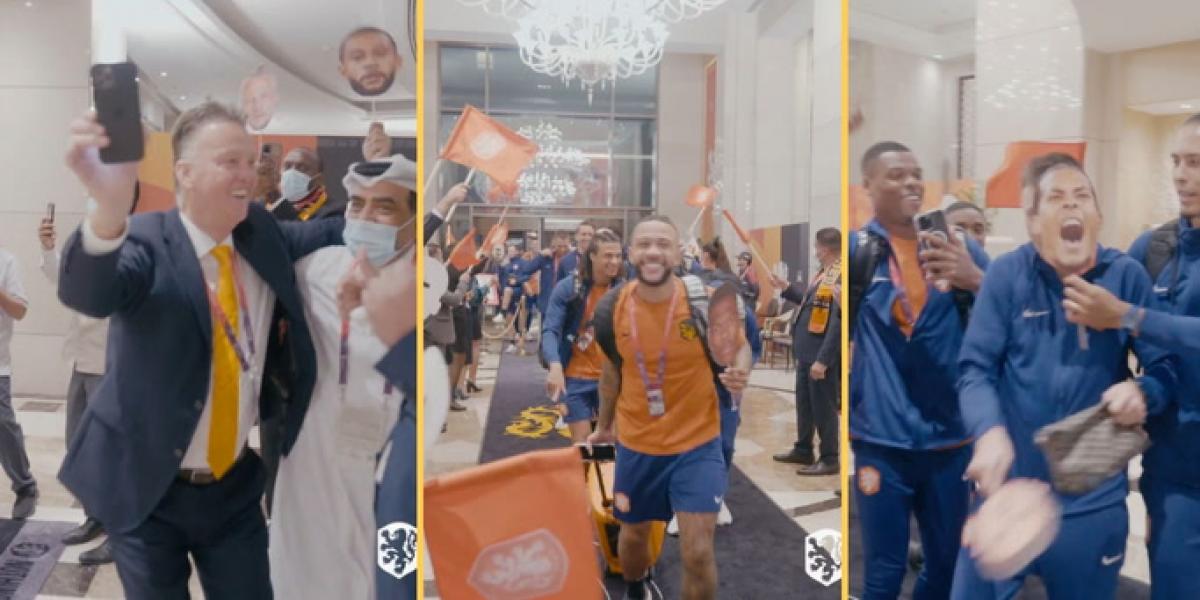 Eufórico baile de los Países Bajos en su regreso al hotel