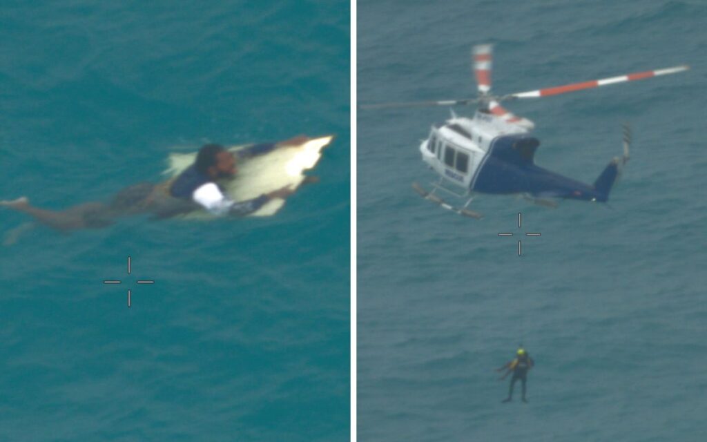 Rescatan a hombre que sobrevivió un día flotando en un pedazo de madera rodeado de tiburones y cocodrilos