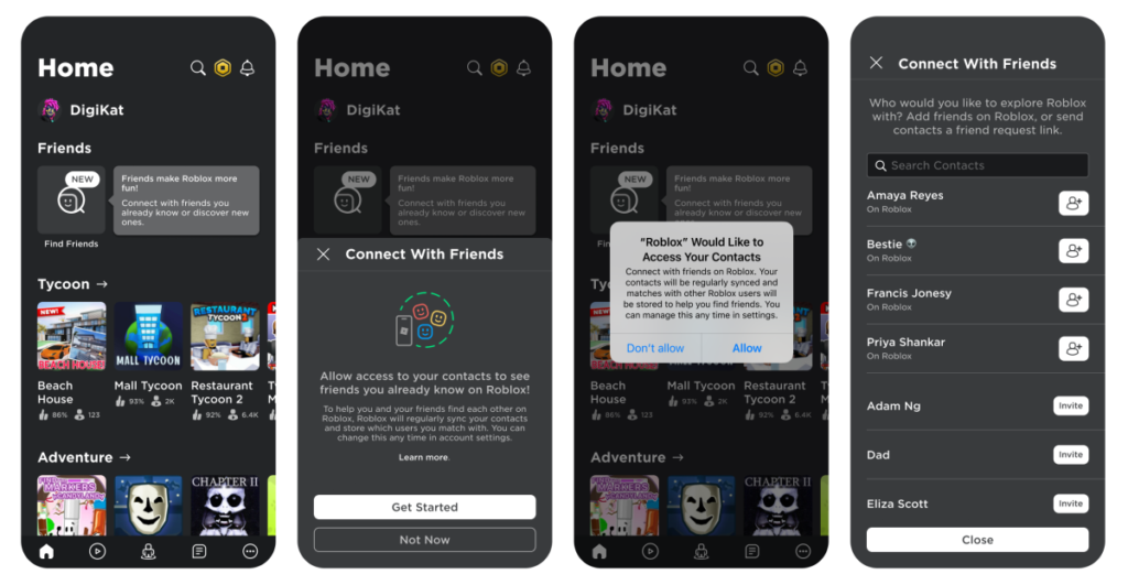 Roblox permitirá a más de 13 usuarios importar contactos y agregar amigos recomendados