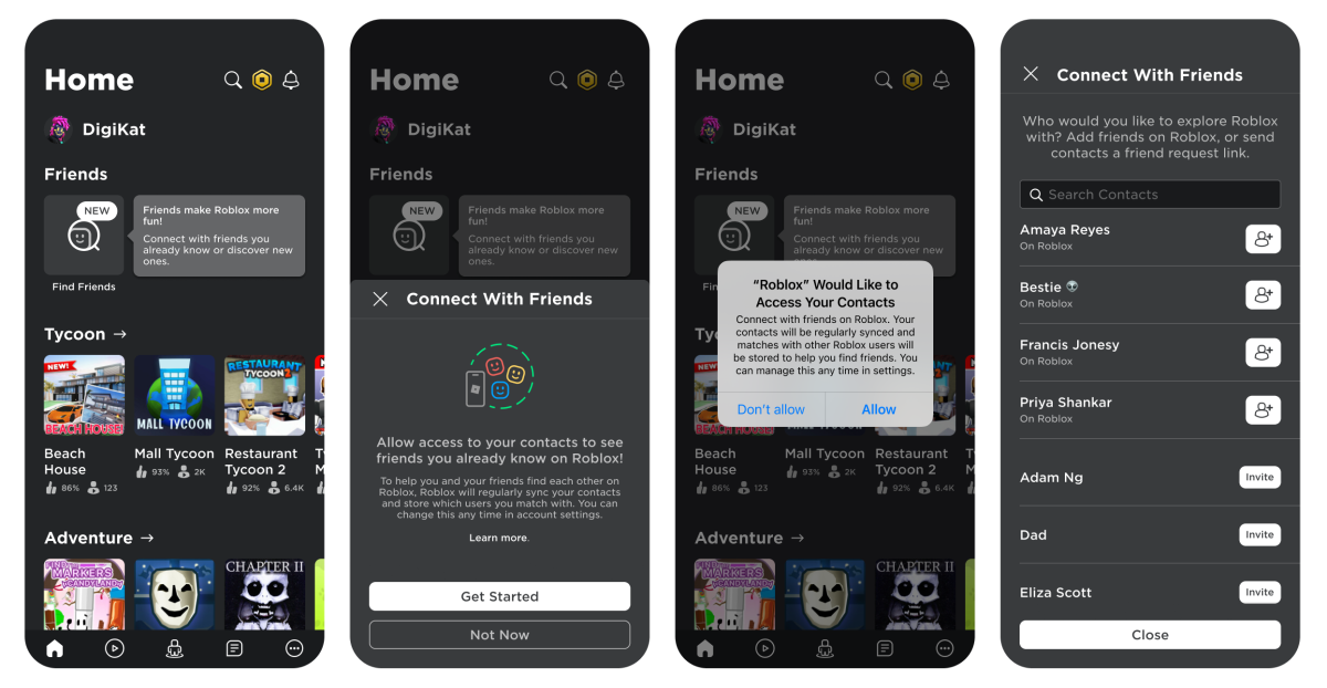 Roblox permitirá a más de 13 usuarios importar contactos y agregar amigos recomendados