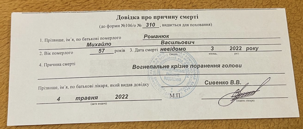 Certificado de defunción