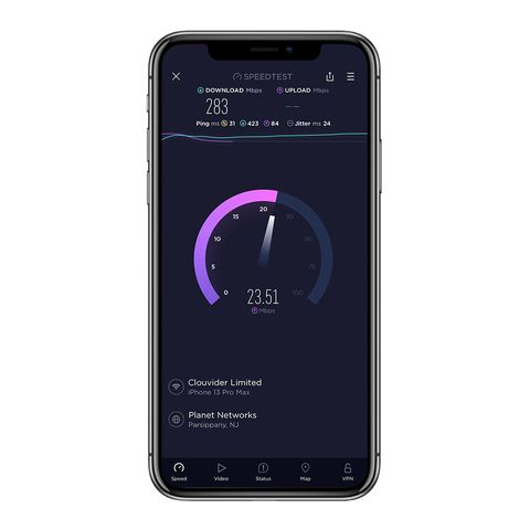prueba de velocidad que muestra alrededor de 300 mbps en una prueba de velocidad normal