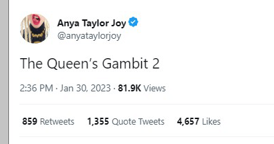 anya taylor joy borró el tweet el gambito de reinas 2 anya taylor joy borró el tweet el gambito de reinas 2