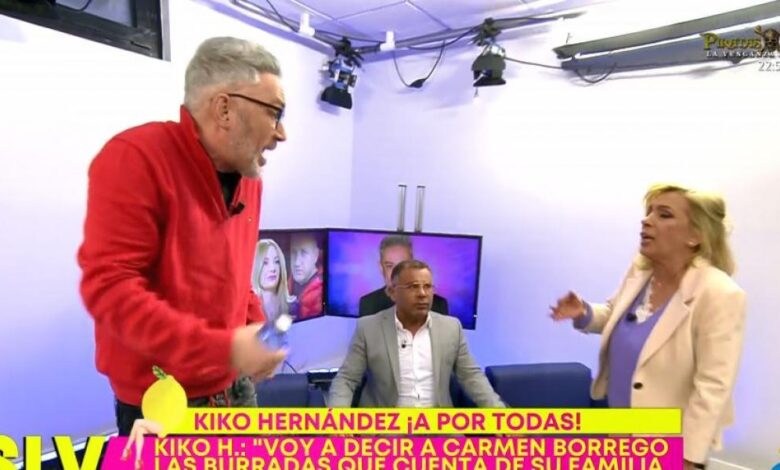 Brutal trifulca en 'Sálvame' entre Kiko Hernández y Carmen Borrego: "¡No me toques!"