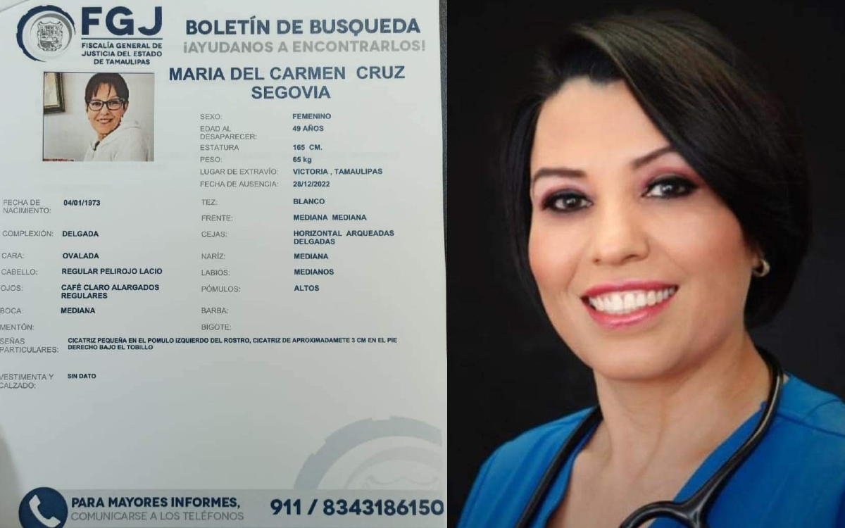 Encuentran sin vida a María del Carmen, doctora desaparecida en Tamaulipas