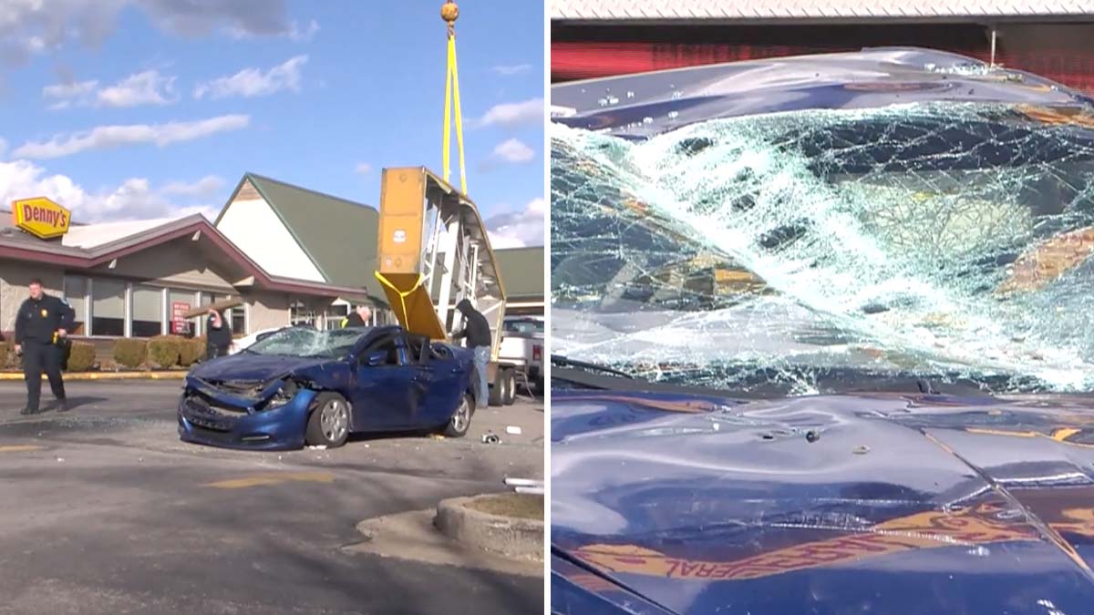 Enorme letrero de Denny’s colapsa y mata a una mujer