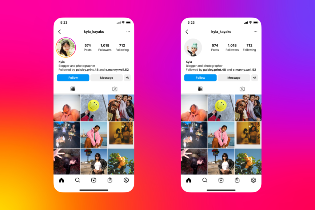 La nueva foto de perfil dinámica de Instagram cambia entre tu imagen y tu avatar