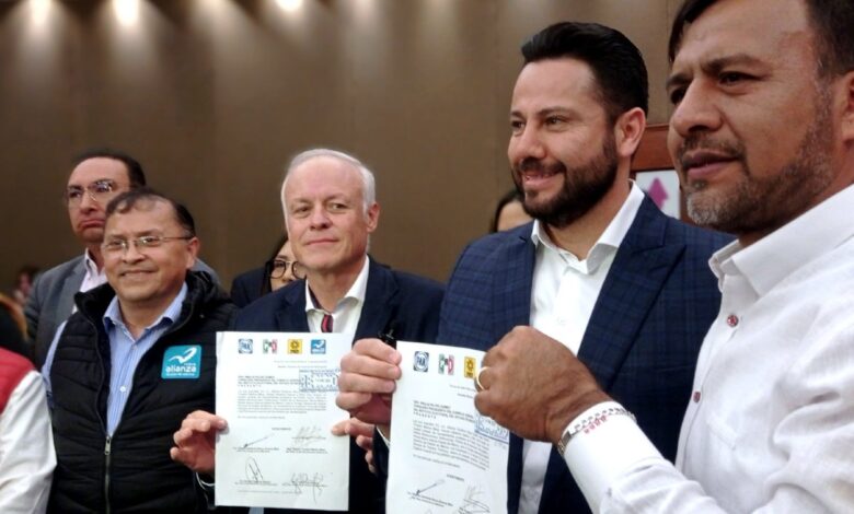 PAN, PRI, PRD y Nueva Alianza oficializan coalición para gubernatura del Edomex