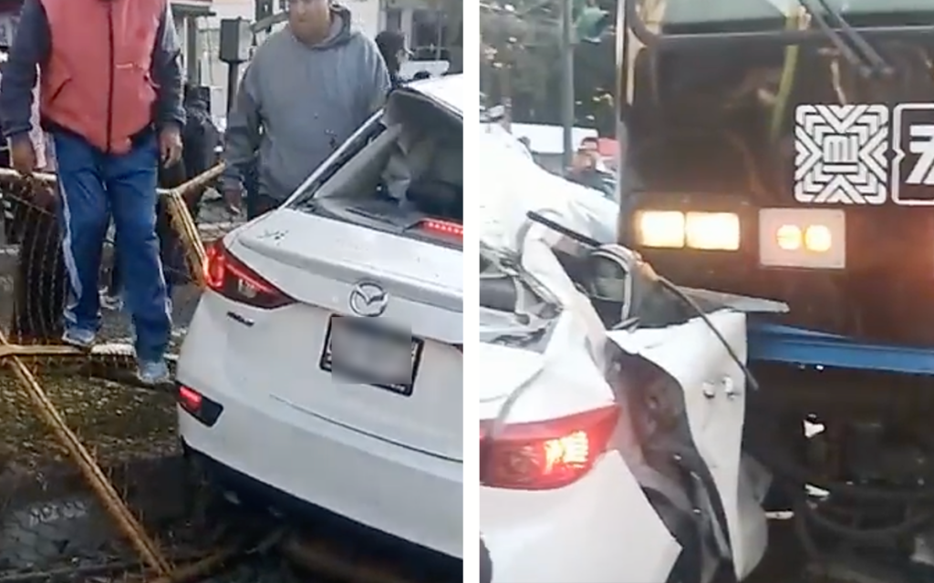 Reportan aparatoso accidente entre Tren Ligero y automóvil en estación Xomali | Video