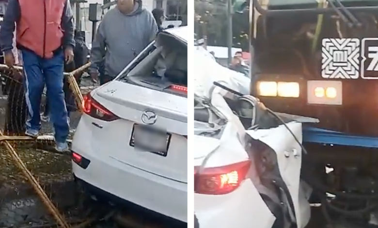 Reportan aparatoso accidente entre Tren Ligero y automóvil en estación Xomali | Video