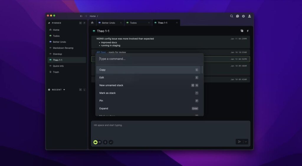 Stashpad es un bloc de notas para desarrolladores con una interfaz de "DM para usted mismo"