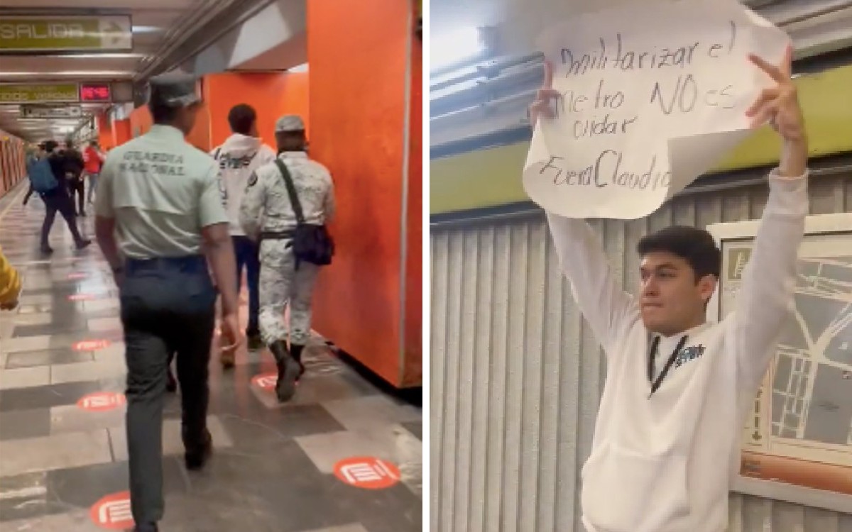 Suspenden a elementos de la GN que detuvieron a manifestante en el Metro CDMX
