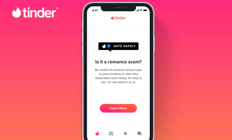 Tinder y otras aplicaciones de citas Match ofrecerán consejos en la aplicación para evitar estafas románticas