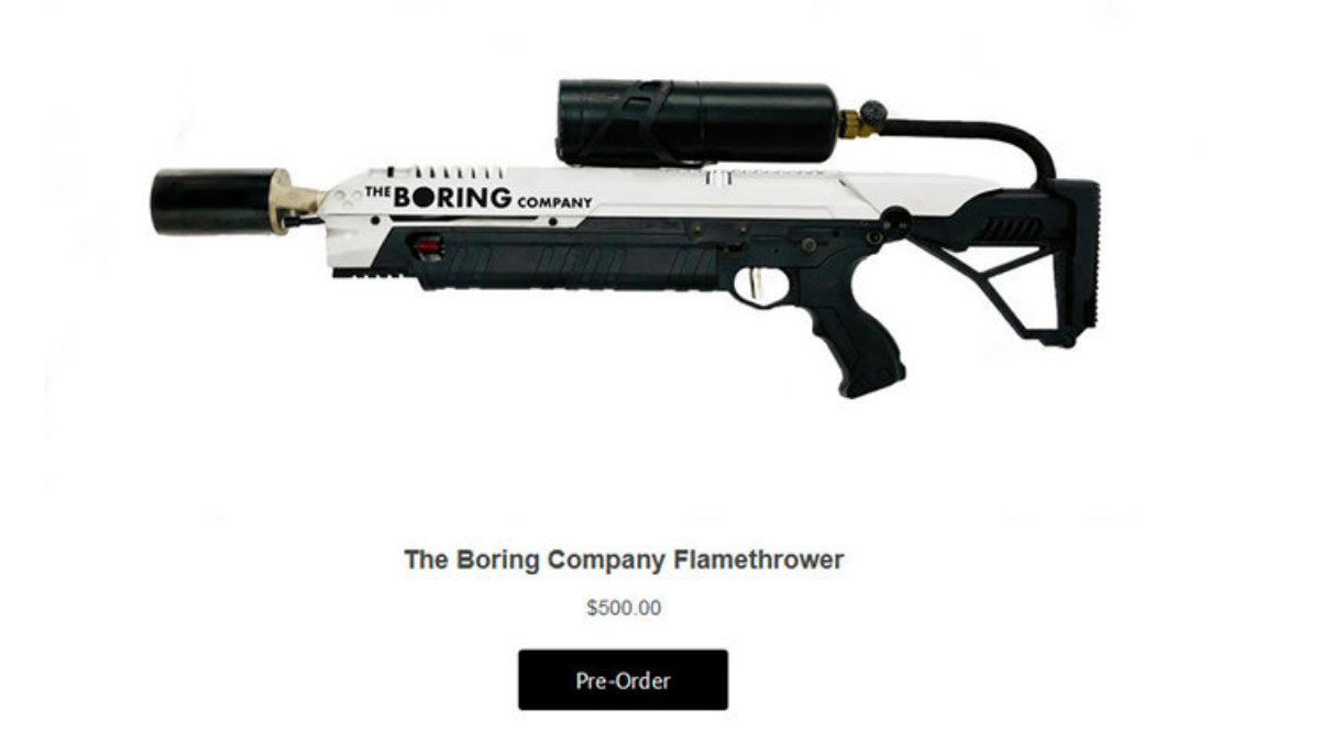 Un lanzallamas de 500 dólares, la última creación de Elon Musk