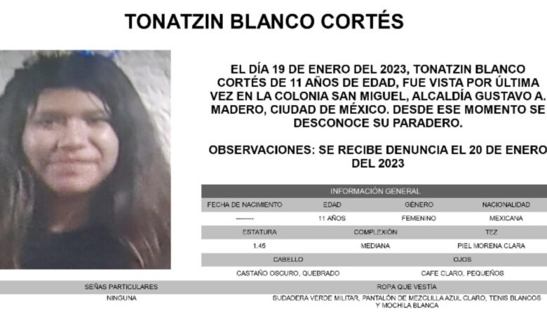 ¿La has visto? Tonatzin de 11 años desapareció en la GAM