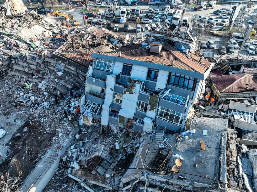 vista aérea de las secuelas del terremoto