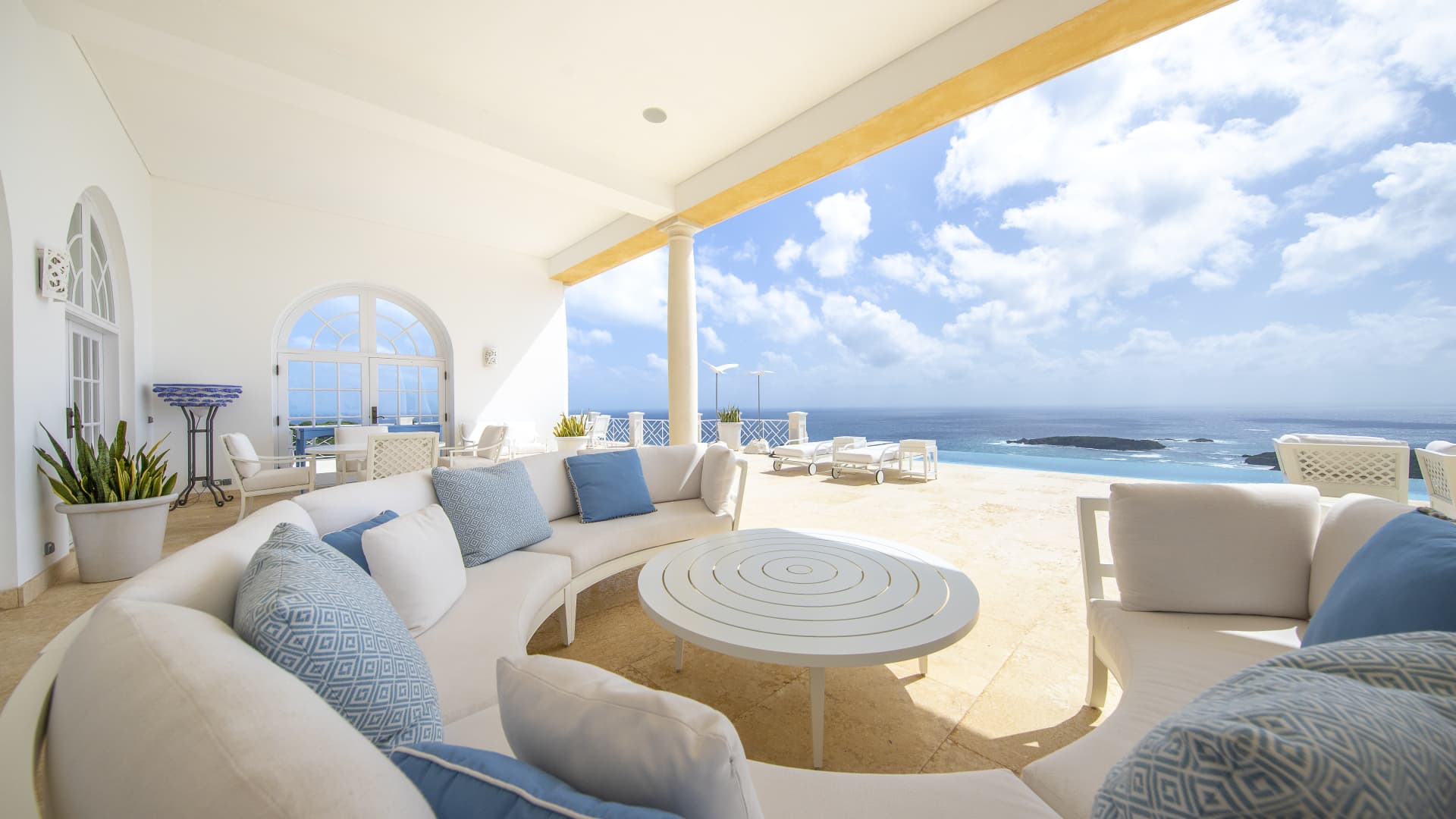 The view from one of the estate's three swimming pools.