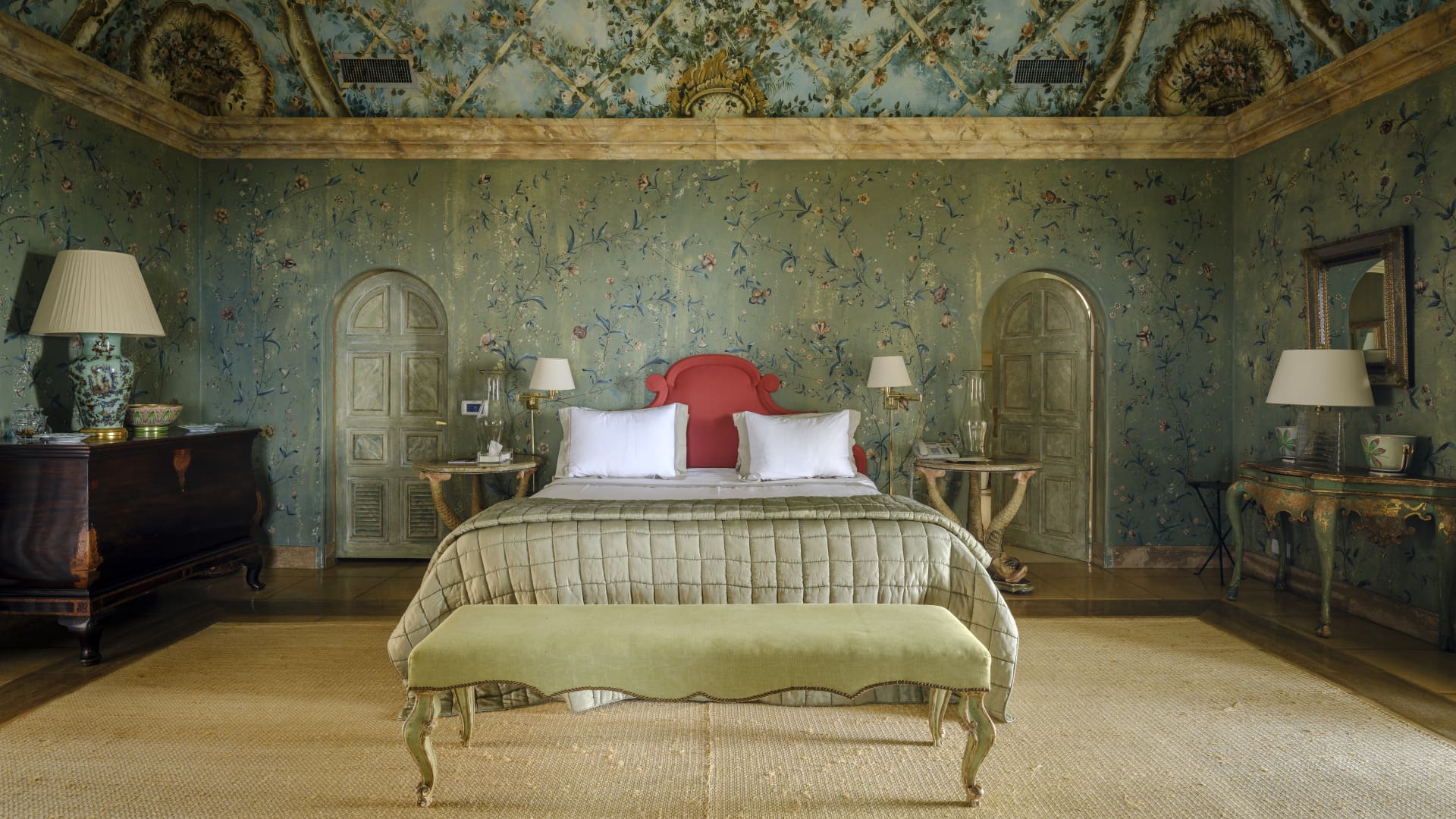 A bedroom in the main home.