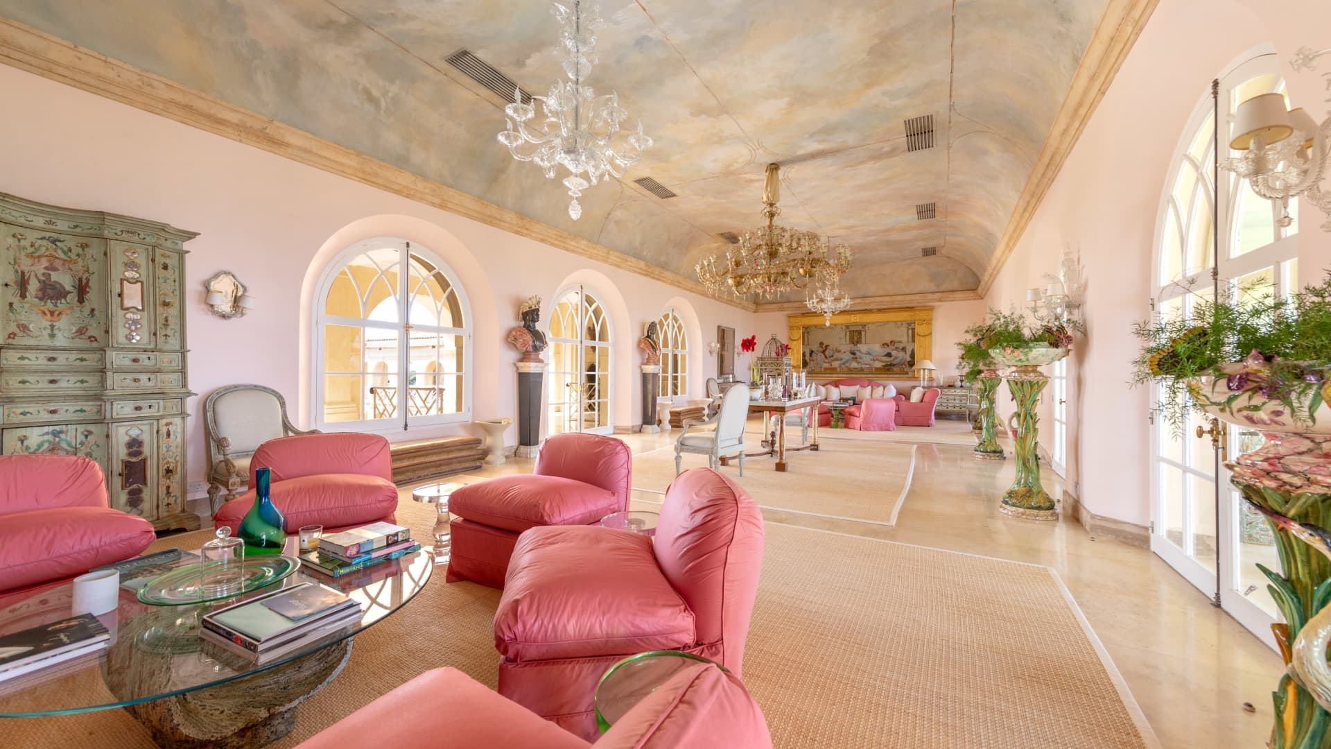 A grand salon in the main house.