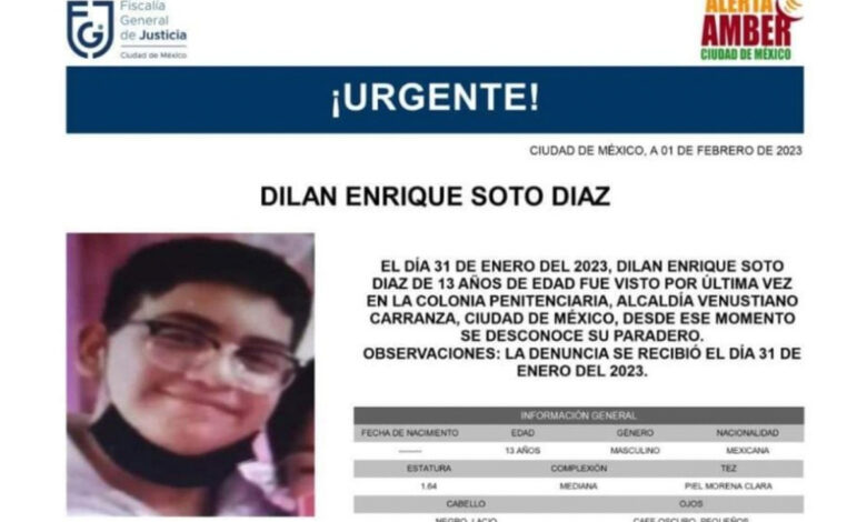 Activan Alerta Amber por desaparición de Dilan Enrique Soto