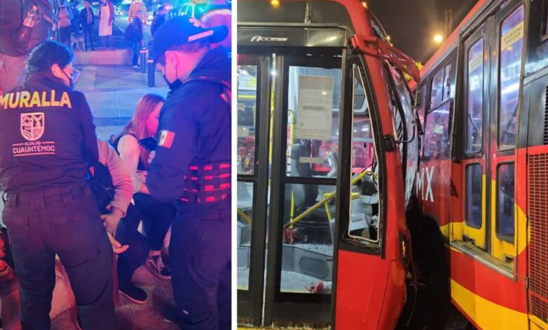 Choque de metrobuses deja 20 heridos en avenida Reforma