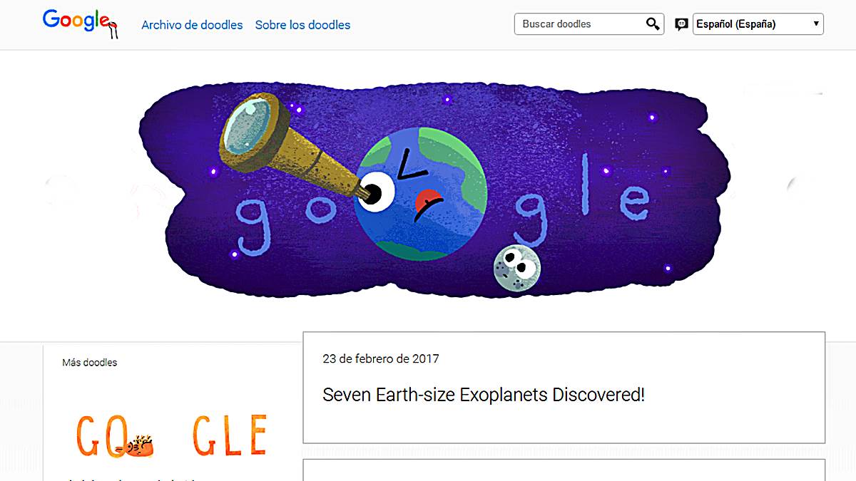 Doodle celebra el anuncio de los 7 exoplanetas similares a la Tierra