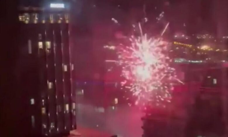 Fuegos artificiales de madrugada en el hotel del Real Madrid