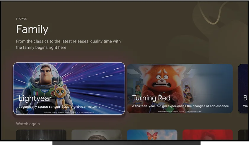 La nueva actualización de Google TV agrega destinos dedicados para Películas, Espectáculos, Familia y Español