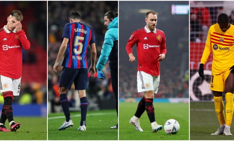 Las bajas de Barça y Manchester United para su duelo en la Europa League
