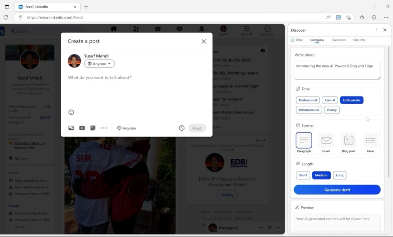 Microsoft agrega capacidades de IA integradas a su navegador web Edge