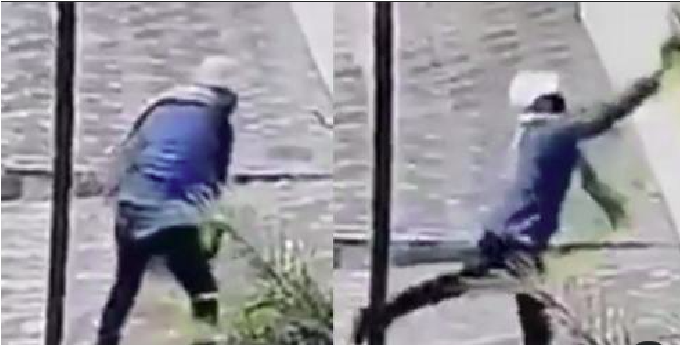 VIDEO: Hombre intenta quemar un negocio y se prende fuego a sí mismo por accidente