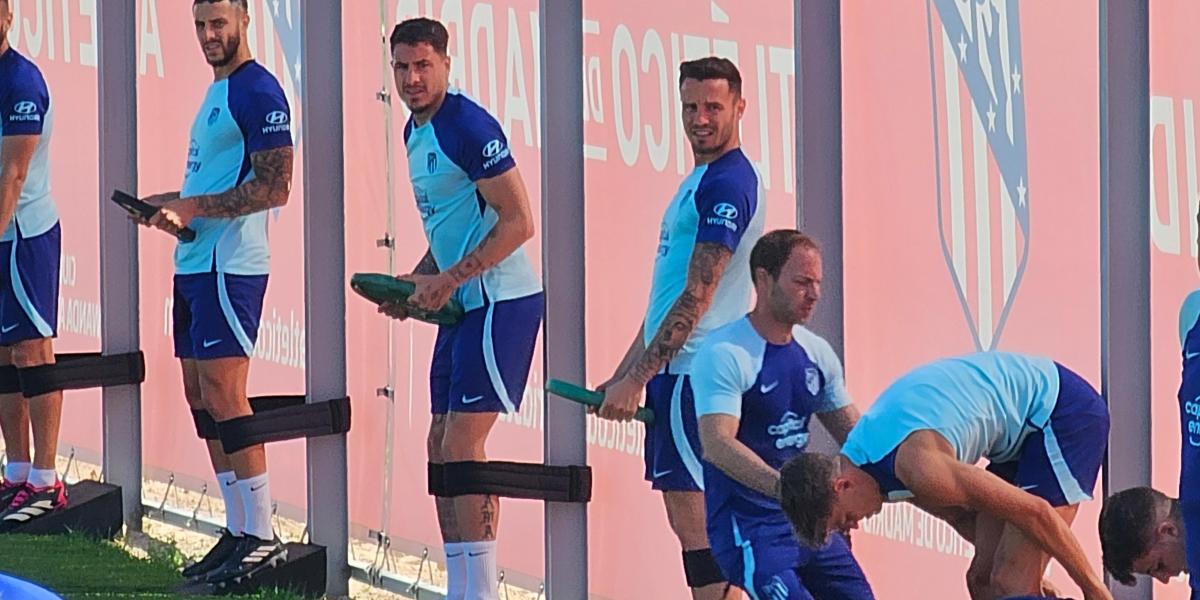 Atípico entrenamiento del Atlético de Madrid
