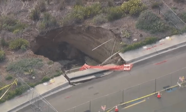 Cierran calle por socavón en el norte del condado de San Diego