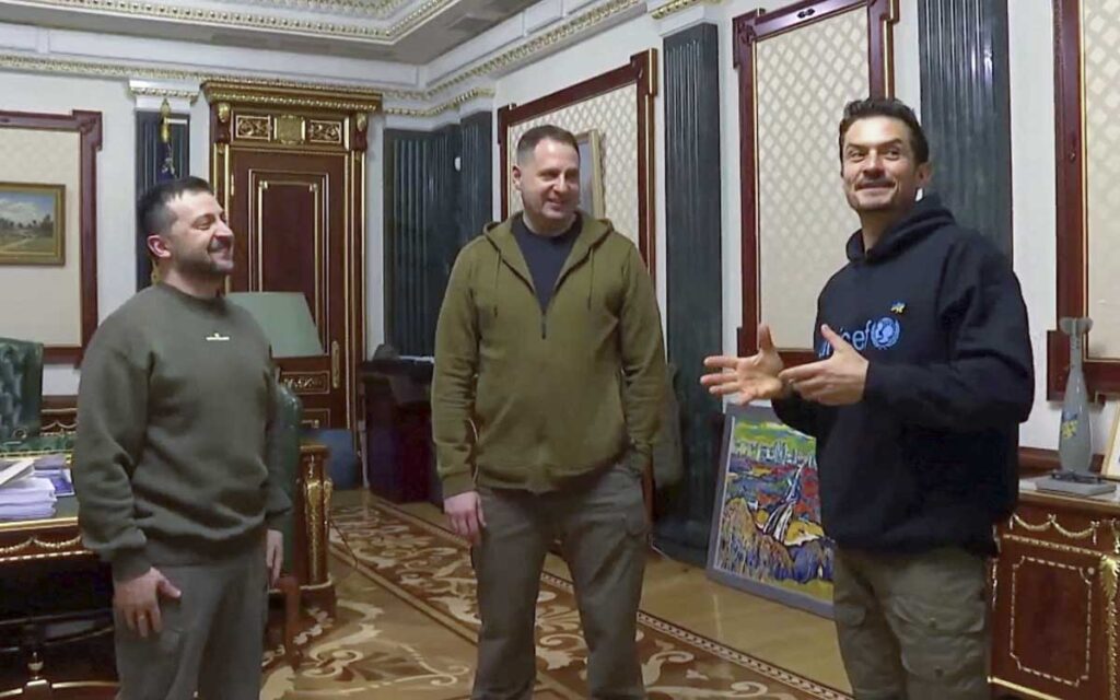 El actor Orlando Bloom, embajador de Unicef, se reúne con Zelenski