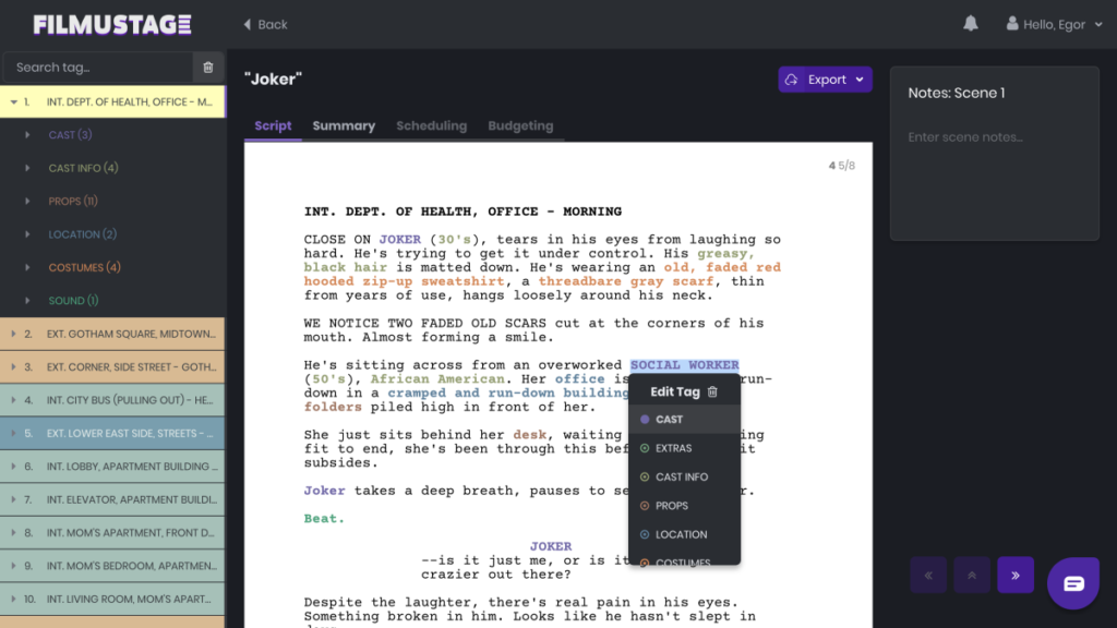 Filmustage aprovecha la IA para desglosar guiones de películas, crear cronogramas de rodaje y más