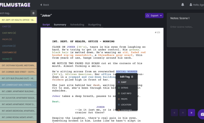 Filmustage aprovecha la IA para desglosar guiones de películas, crear cronogramas de rodaje y más