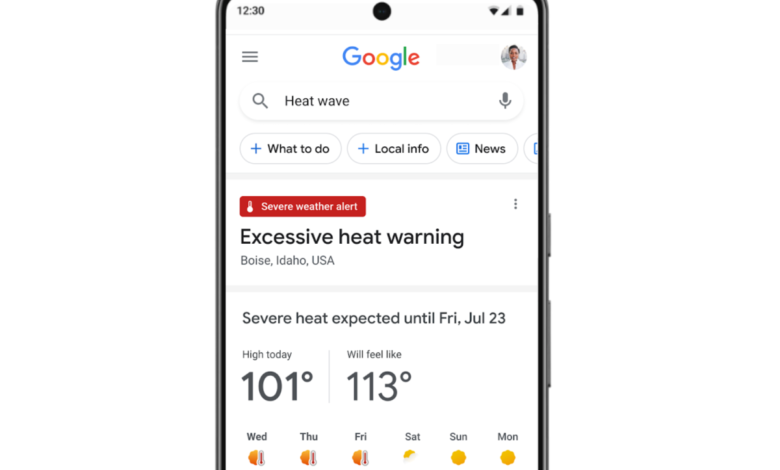 Google lanzará pronto nuevas alertas de calor extremo en la Búsqueda