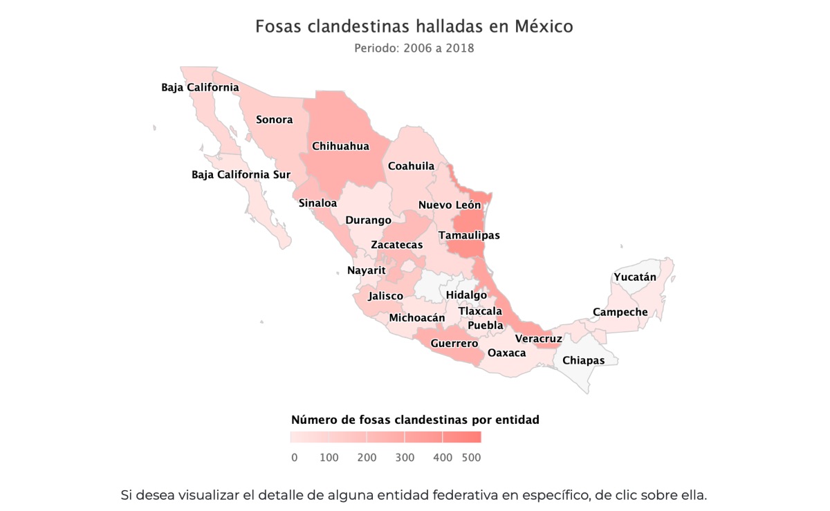 Lanzan nuevo mapa de fosas clandestinas; van 2,710 en gobierno de AMLO