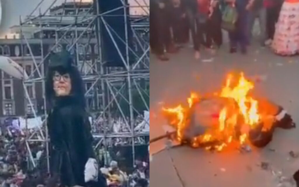 Queman figura de ministra Piña en el Zócalo | Video