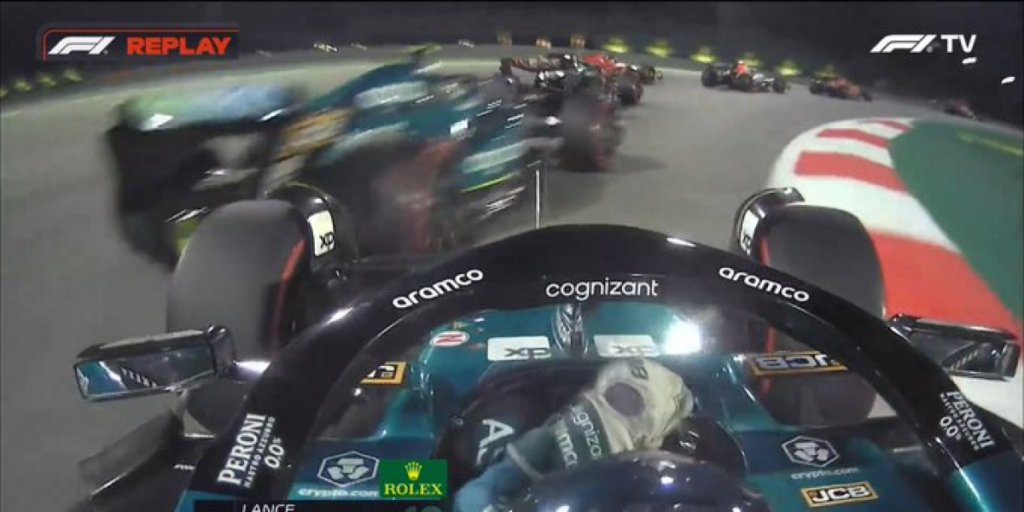 Salida del GP de Bahrein F1: Stroll toca a Alonso en la primera vuelta