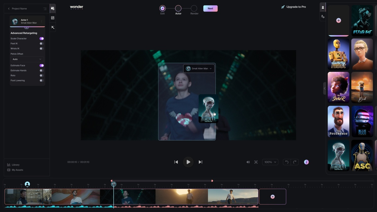 Wonder Dynamics pone un estudio de personajes CG de servicio completo en una plataforma web