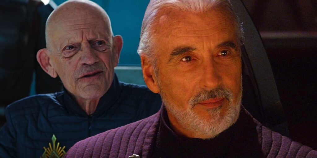 Christopher Lloyd's Commissioner Helgait in The Mandalorian and Count Dooku