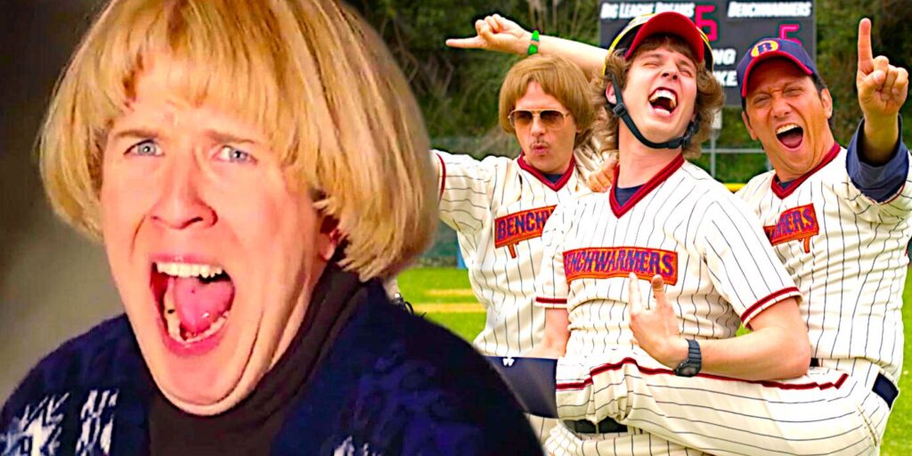 The Benchwarmers Howie screaming alongside Gus, Richie, and Clark celebrating