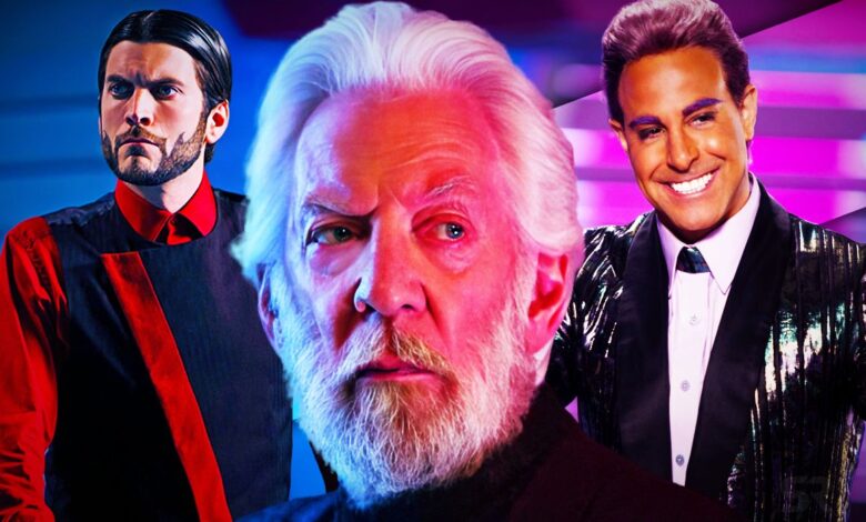 Seneca Crane, President Snow, and Caesar Flickerman from The Hunger Games