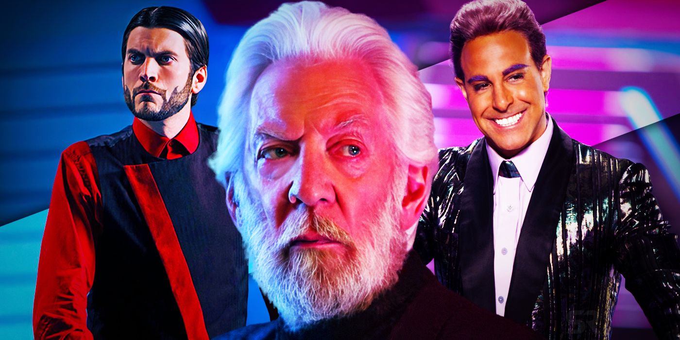 Seneca Crane, President Snow, and Caesar Flickerman from The Hunger Games