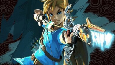Link firing an Ancient Arrow in Breath of the Wild artwork.