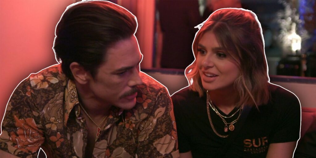 Tom Sandoval and Raquel Leviss from Vanderpump Rules next to each other at SUR