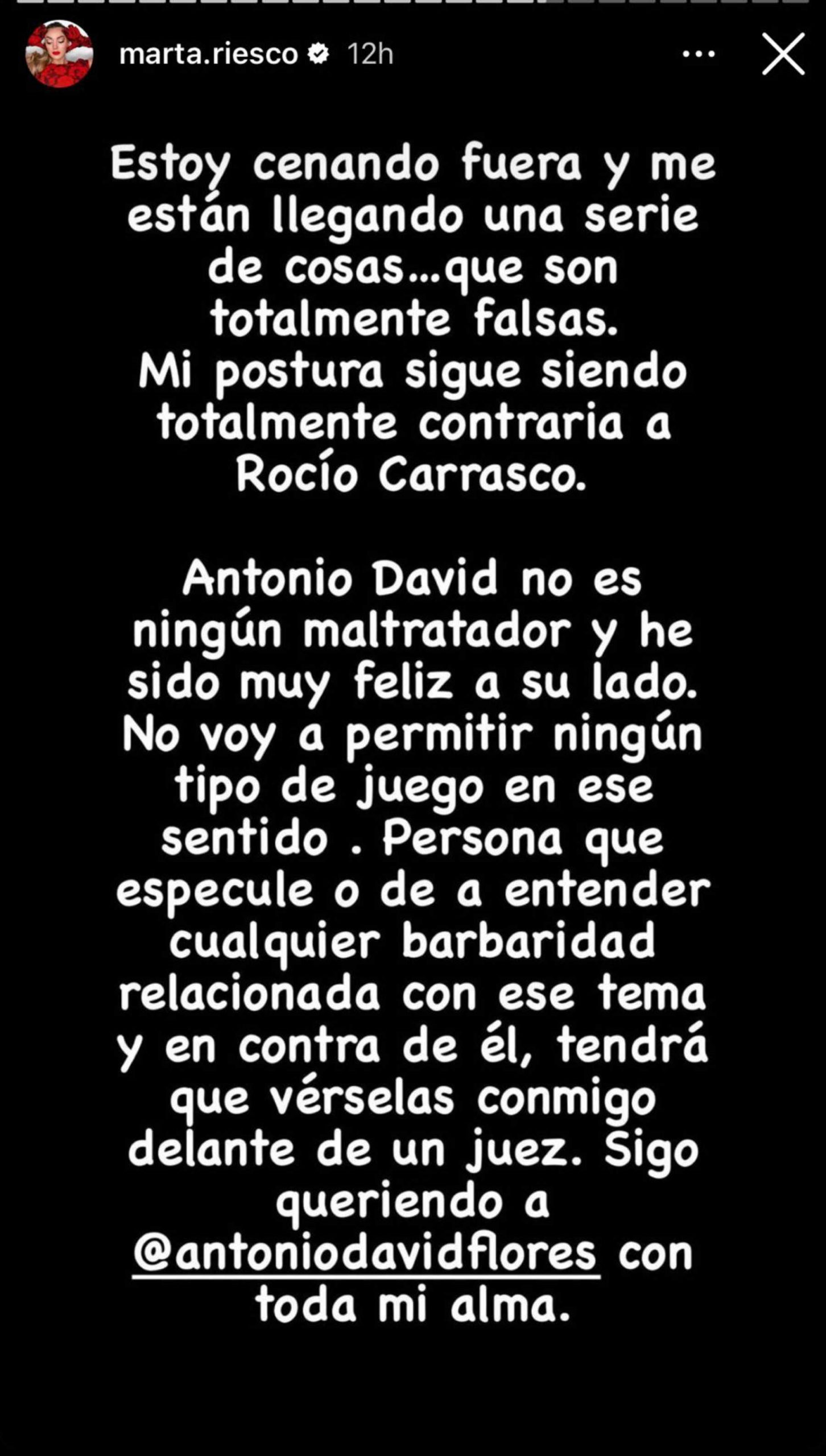 Stories de Instagram de Marta Riesco / Instagram